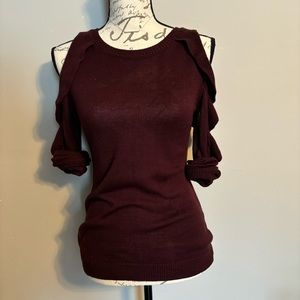 NY&C Burgundy Cold Shoulder Sweater